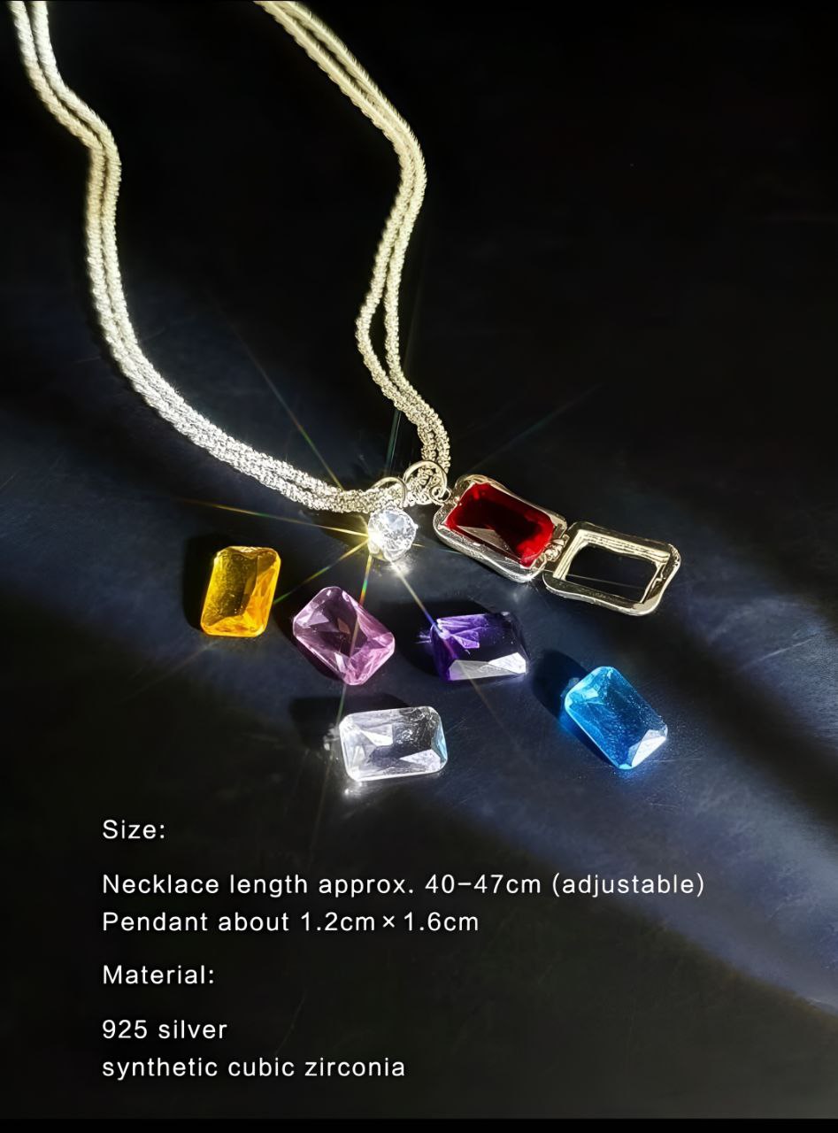 Collier a 6 Pierres de zircone changeable/ سلسلة فضة ب 6 احجار زيركون متغيرة