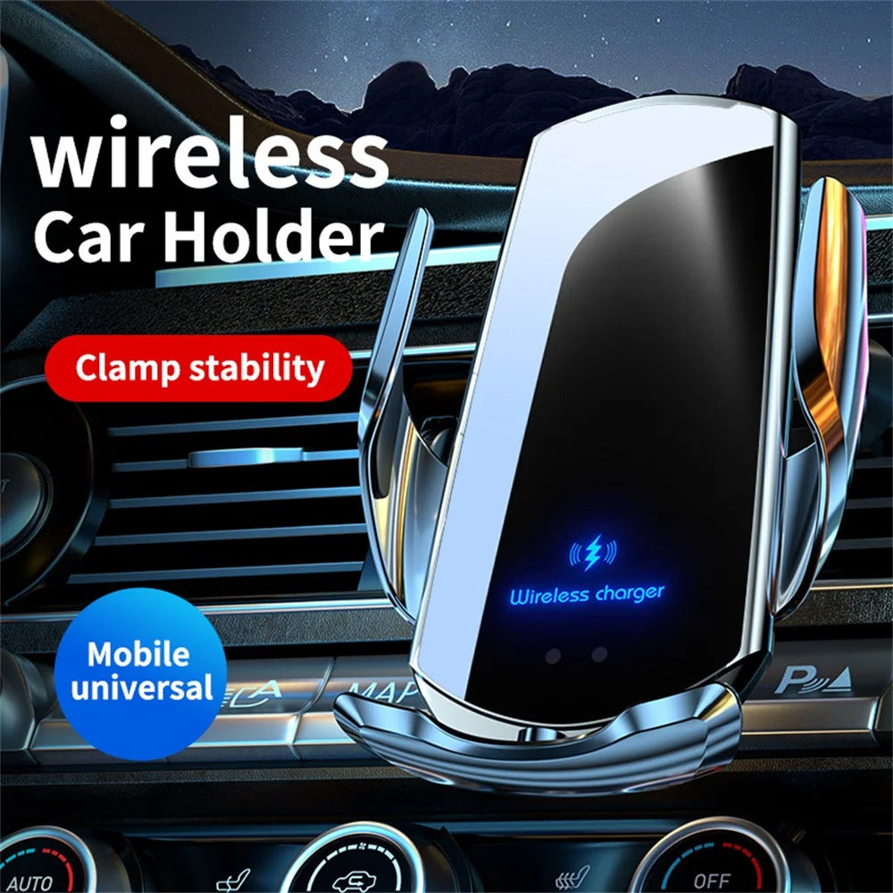 حامل هاتف للسيارة مع شاحن لاسلكي ذكي – دوران 360° ومستشعر تلقائي / Support de Téléphone Voiture avec Chargeur Sans Fil Intelligent – Rotation 360°